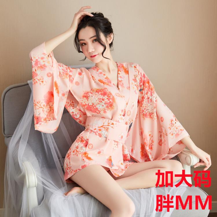 Sexy underwear women's Japanese retro printing kimono hollowed waist passion uniform temptation plus size fat MM