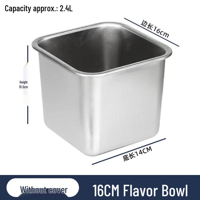 Commercial 304 Stainless Steel Square Condiment Pot with Lid
