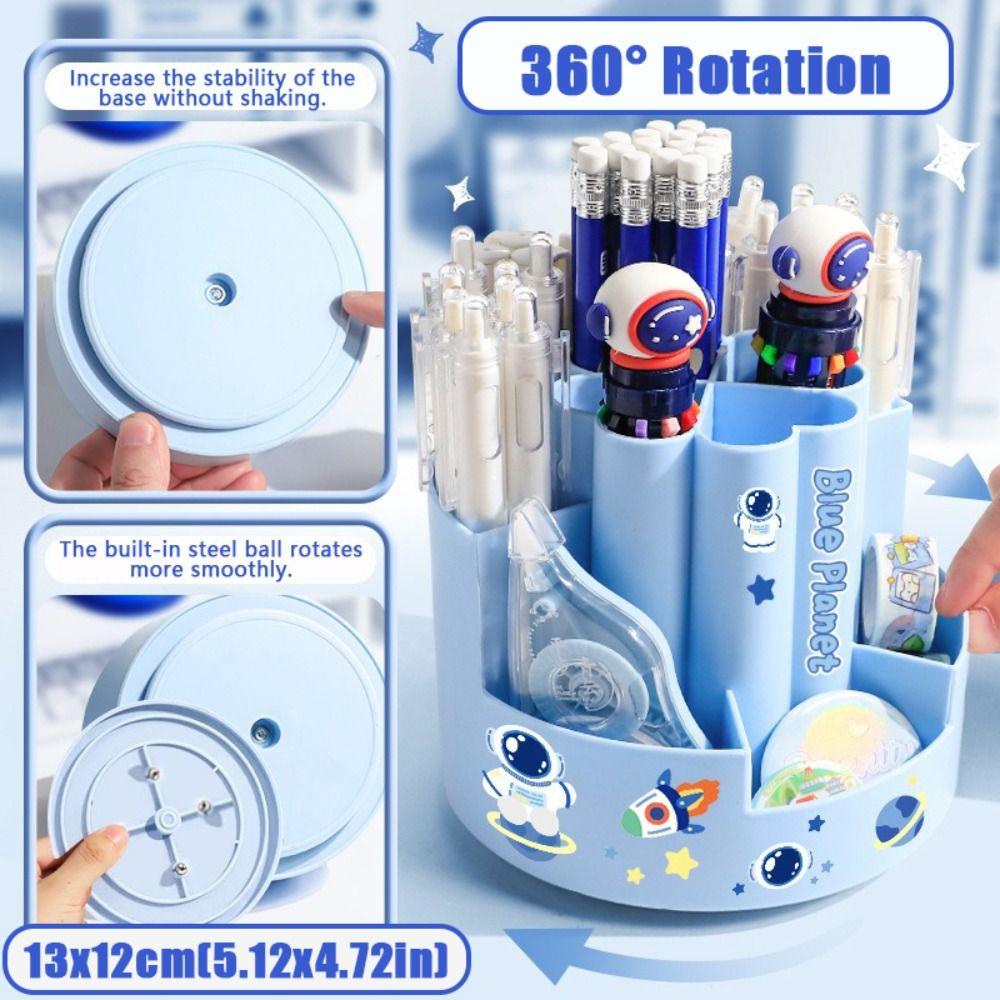 Plastic Pen Container 7/10 Grids Stationery Storage Box Cartoon Pen Holder  School Office