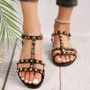 Fashion 2025 Fashion Ladies Shoes Open Toe Women's Sandals Summer Casual New Rivet Best Seller Comfortable Flat Sandals Zapatos Mujer