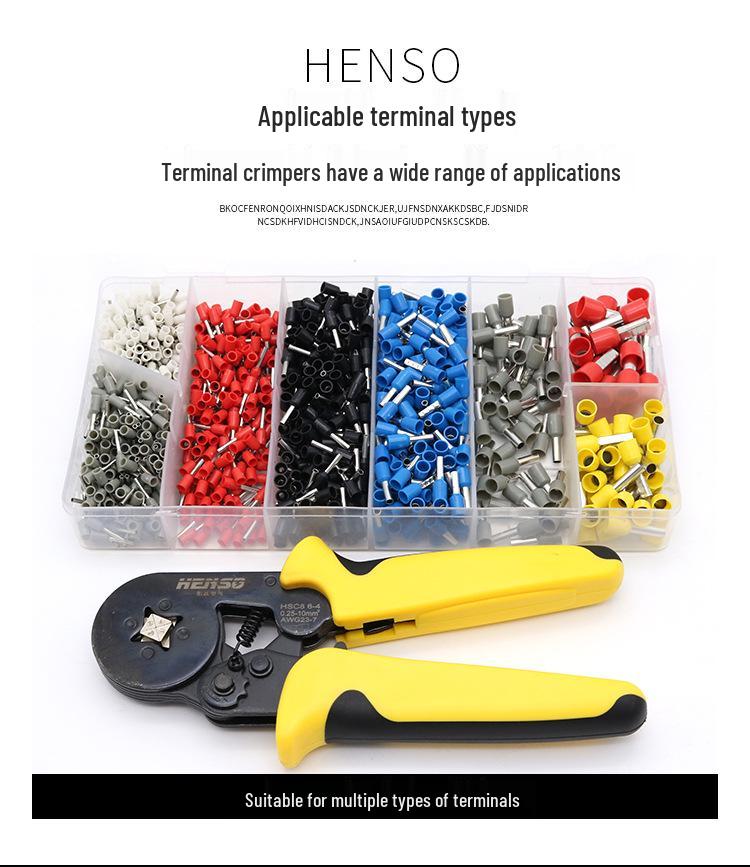 HSC8 6-4 Tubular Terminal Crimping Pliers - Sleeve Type, Manual Crimping Tool