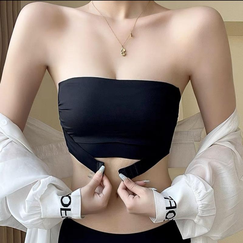 Women gather thin big breasts, show small breasts, wrap breasts, anti-light bra cover, fixed in summer, lift and close sub-breasts, tube top underwear