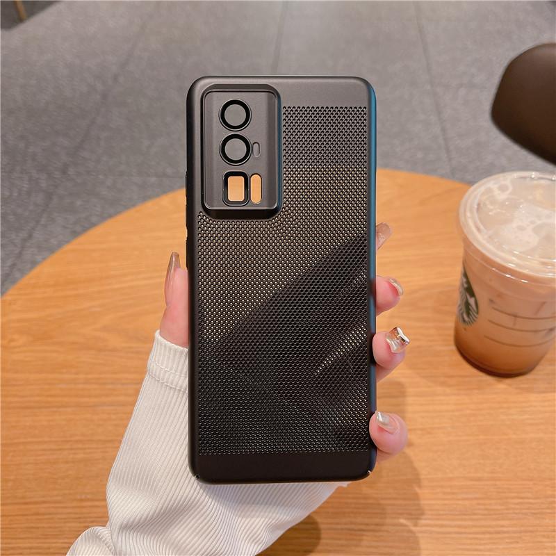 

Полный чехол для рассеивания тепла с пленкой для объектива для Xiaomi Poco F6 F5 Pro, дышащая охлаждающая сетка, жесткий корпус из ПК Poco F5 Pro чёрный