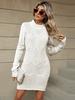 Long Sleeve Ruched Knit Dress for Women Autumn Winter Outerwear