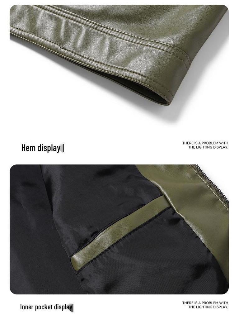 Men's Retro PU Leather Motorcycle Jacket with Stand Collar - Spring/Autumn 2025 Collection