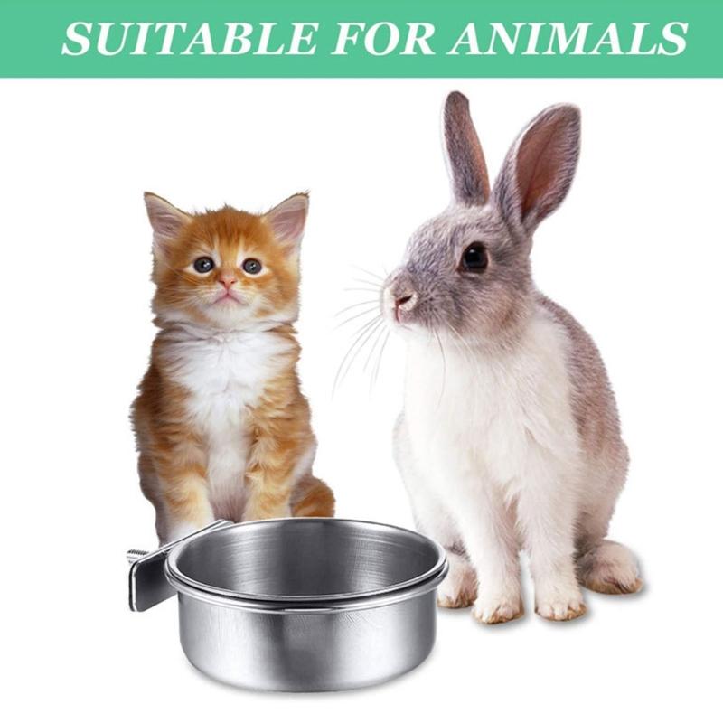 Stainless Steel Parrot Feeding Cups Bird Feeder Bowls Removable Food Water Dish with Clamp Easy to Install for Cage