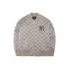 MLB Logo Print Zip-Up Long Sleeve Baseball Jacket Men jackets Brown 3AJPM0121-50BGS