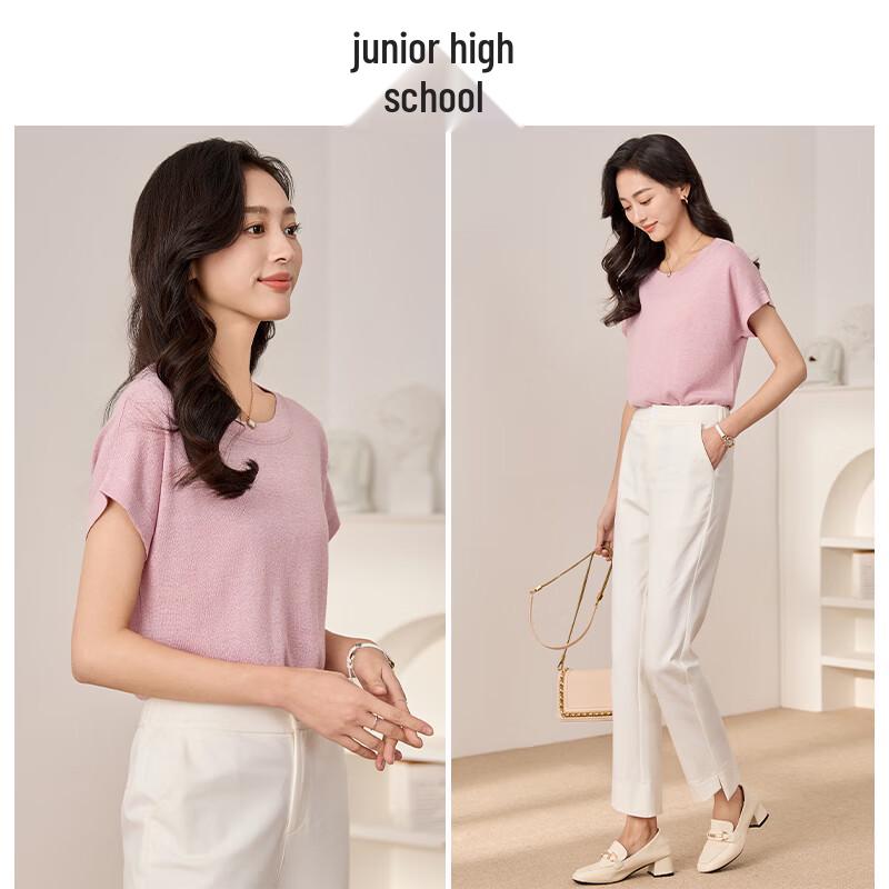 Women's Bright Silk Knit Short Sleeve T-Shirt
