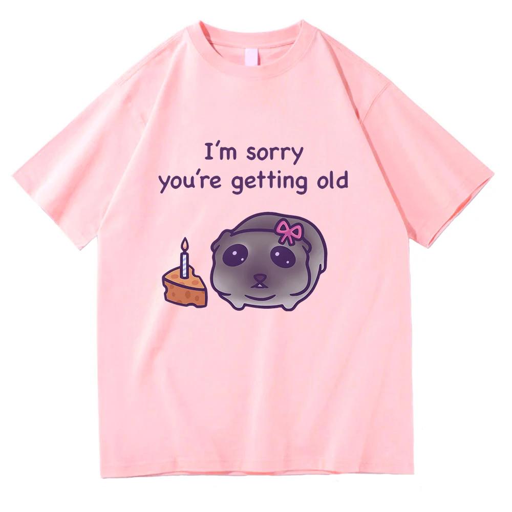 Sad Hamster I'm Sorry You're Getting Old T Shirt Fashion Women Aesthetic Funny Tshirt Unisex High Quality Vintage Cotton T Shirt