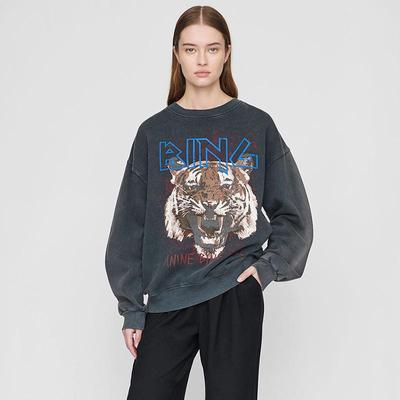 23 Autumn/Winter Women's Vintage Tiger Head Sweater with White Ink Digital Print