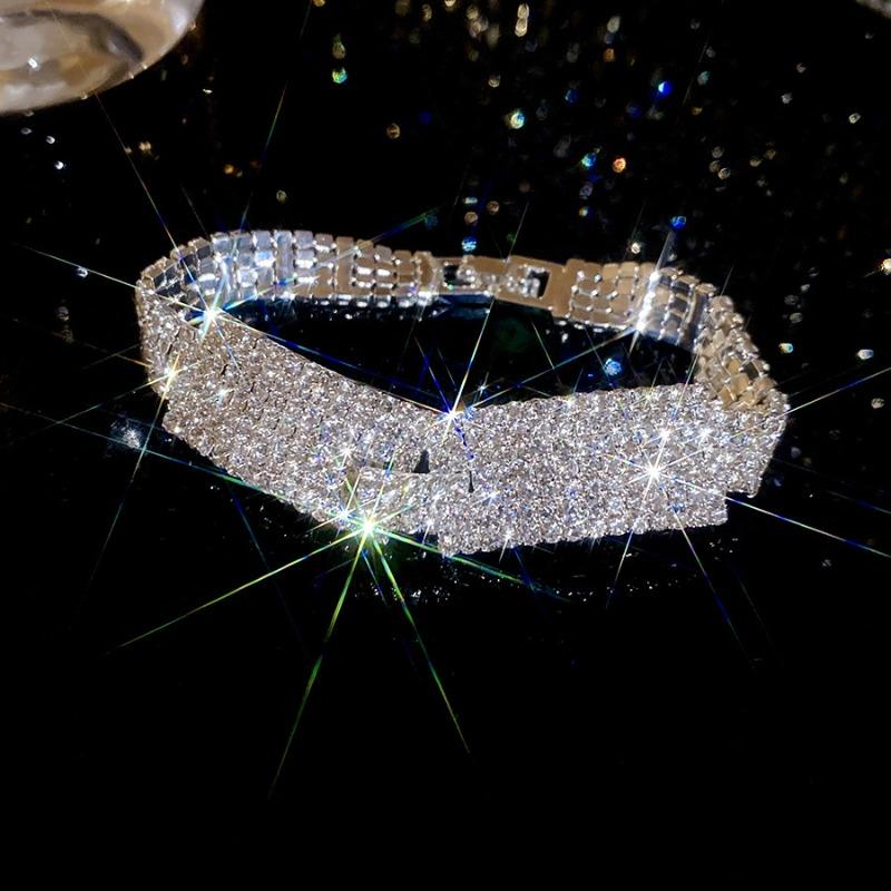 Diamond trapezoidal earrings necklace cold wind luxury heavy industry jewelry set personalized niche jewelry women