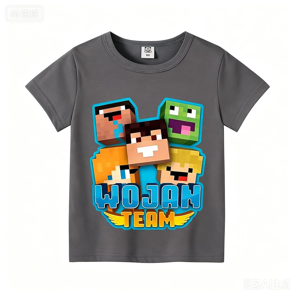Wojans T-shirt s anime motivem, kulatý výstřih, dětské oblečení s krátkým rukávem, letní bavlněná trička, trička pro kluky a holky, dárek k narozeninám