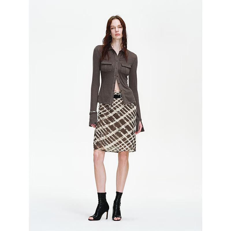 Diamond Plaid Chiffon Midi Skirt