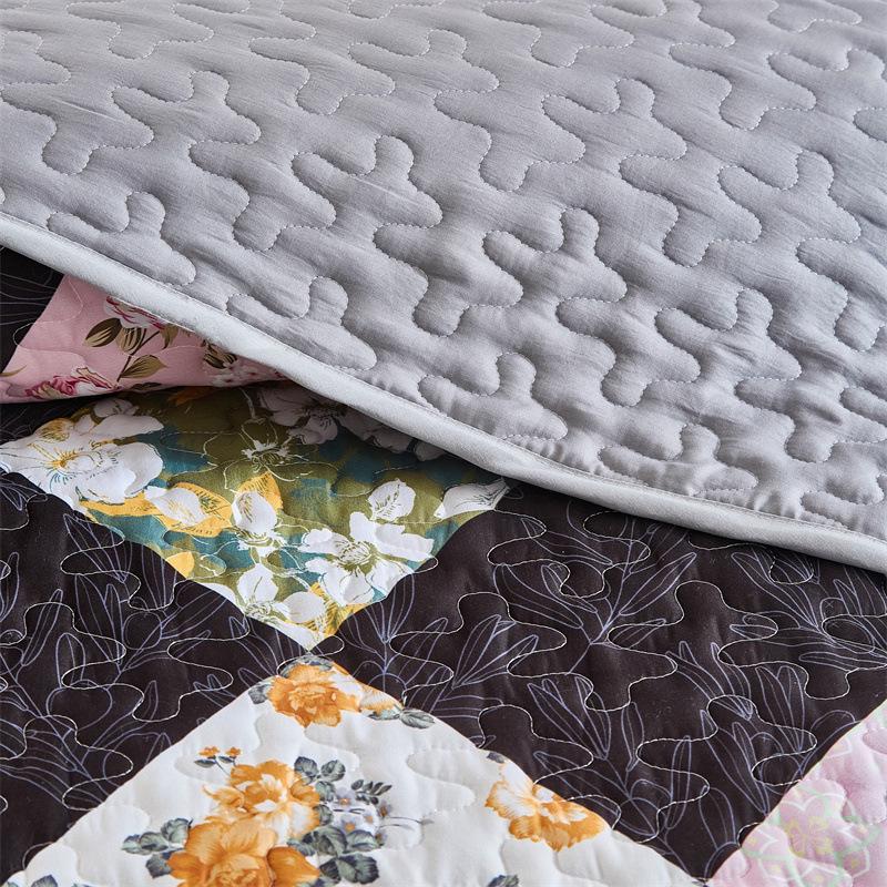 Set Copripiumino 3 Pezzi in Cotone Lavato ad Acqua con Stampa Digitale Spazzolato, Coperta Trapuntata Estiva Double-Sided (264x230 cm)