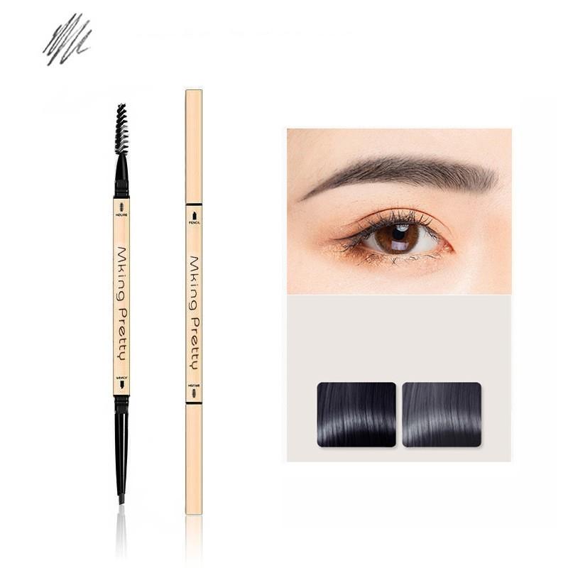 Double Head Automatic Rotating Eyebrow Pencil Waterproof Long Lasting Eyebrow Enhancer with Brow Brush Easy to Paint Makeup Tool