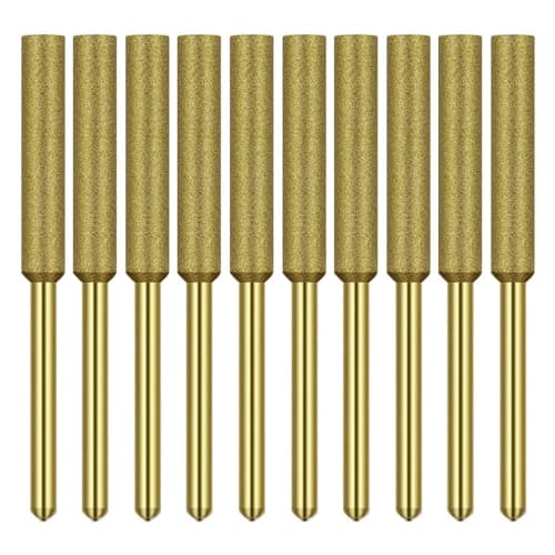 Ahvqevn 10-Piece Electric Chainsaw Sharpening Stone, Deburring File, Titanium-Plated Diamond Sharpening Stone (4.0mm)