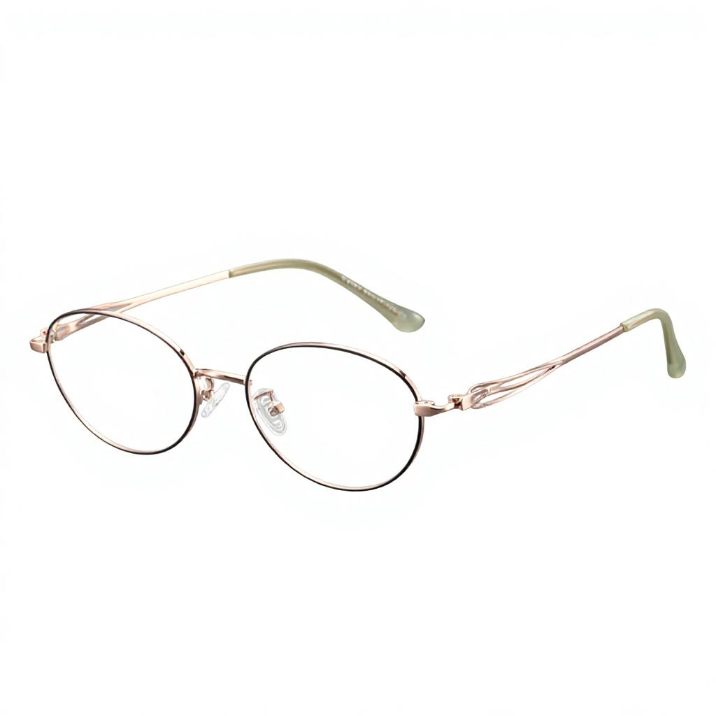 New Women Metallic Myopia Glasses High-fashion Ultra-light Full Frame Oval Design UV400 Protection Blue-light-blocking Natural