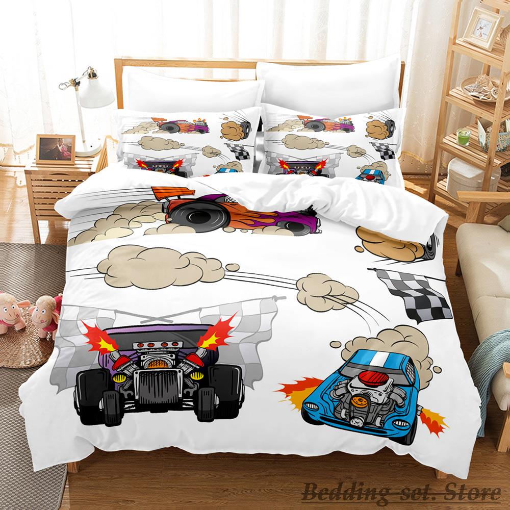 Colour Cartoon Monster Trucks DS Bedding Set Single Twin Full Queen King Size Bed Set Adult Kid Bedroom Duvetcover Sets Anime