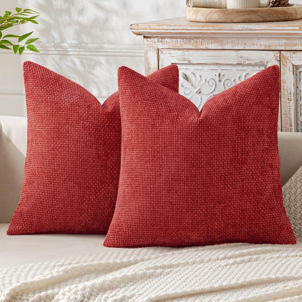Solid Color Chenille Pillowcases 2pcs Set, Available in Multiple Colors, Suitable for Sofas, Bedding, Offices, Window Sills