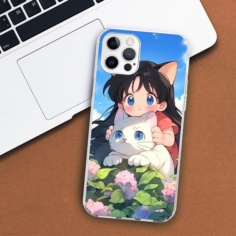 Carina Custodia per Telefono Anime Ins Girls Animale Gatto Per Apple iPhone 11 12 13 15 14 Pro 7 XR X XS Max 8 Plus + Mini SE Stampa Personalizzata S