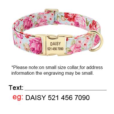 Personalized Dog Collar And Leash Set Nylon Dog Collars Floral Printed Pet Walking Leash Customized ID Tag For Medium Large Dogs