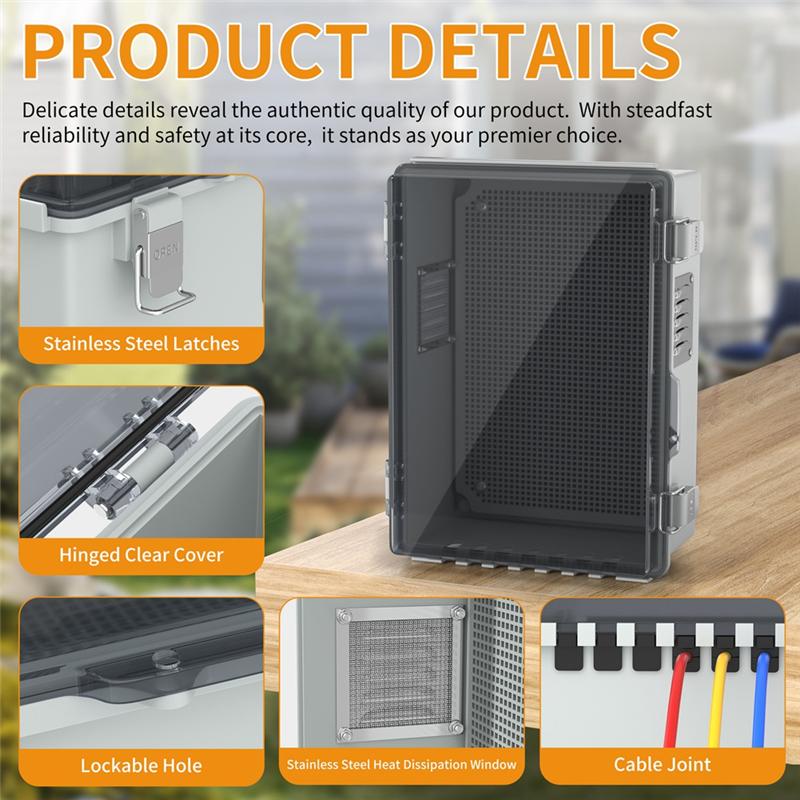 AD23-Outdoor Plastic Waterproof Distribution Box With U-Shaped Hole Outdoor Hinge Power Box Outdoor Waterproof Junction Box