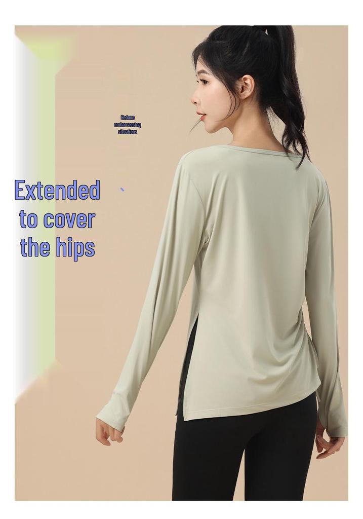 Women's Plus Size Long Sleeve Sports Top - Autumn Slimming, Breathable Yoga & Running T-shirt