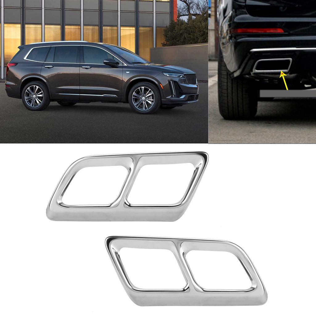 2 Stück Auspuffspitzenverkleidung FourOut Endrohrrahmen Ersatz für Cadillac XT6 202021(Helle Farbe )