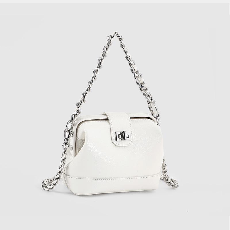 

Elegant Double Handle Solid Color Shoulder Dumpling Crossbody Bag білий