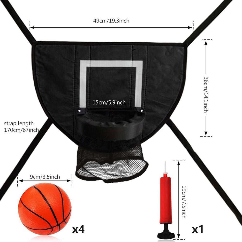 

Basketball Hoop For Trampoline Outdoor Children Soft Basketball Hoop Attachment With 4 Balls And Pump Trampoline Parts For Kids чёрный