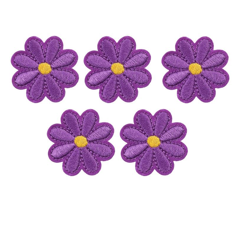 

5 PCS/SET Embroidery Patch Daisy Sunflower Flowers Patch Iron On Patches For Clothing Jeans Shose Bags Clothes Sew Applique DIY фіолетовий