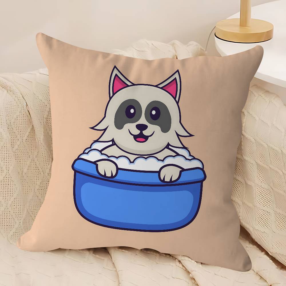 Cartoon Dog Pillow Gift Home Office Decoration Bedroom Sofa Car Cushion Cover Case 45x45
