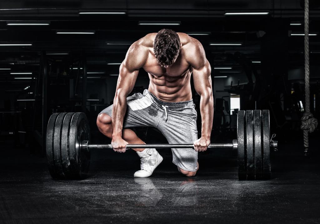 Photomural Bodybuilder With A Barbell Washable Fleece 368x280