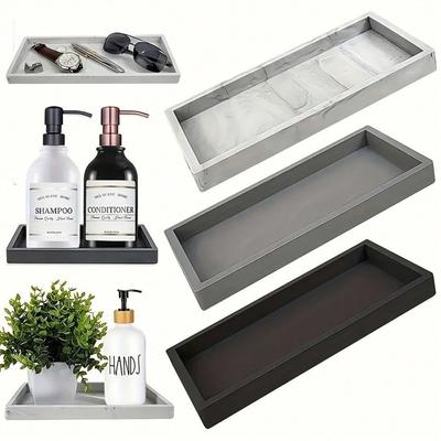 Shatterproof Bathroom Counter Tray Rectangular Soap Dispenser Tray Bathtub