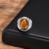 Brown Oval Rings for Men Boys,Natural Tiger Eye Stone Stainless Steel Ring,Punk Jewelry Gifts To Father Dad Husband Boyfriend