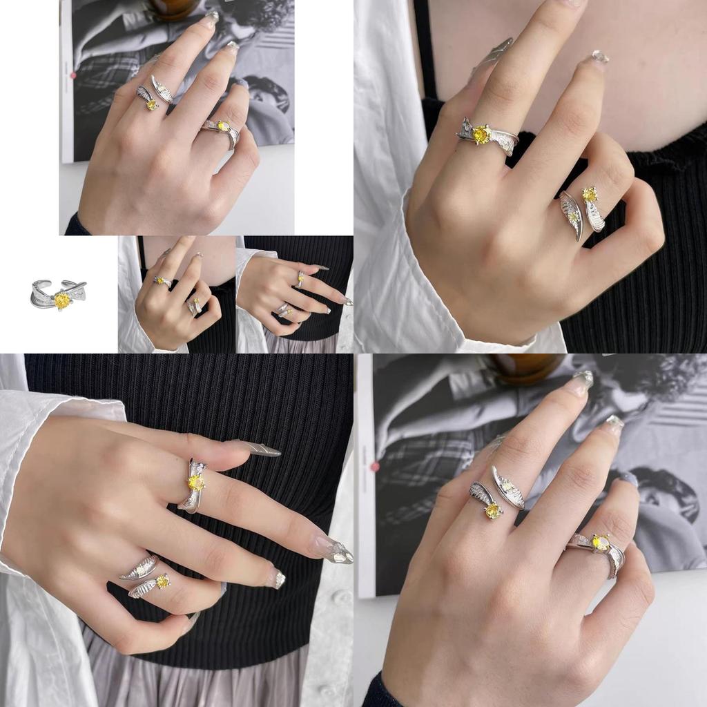 Unique Irregular Textured Zirconia Stone Ring For Women Fashionable Adjustable Open Band