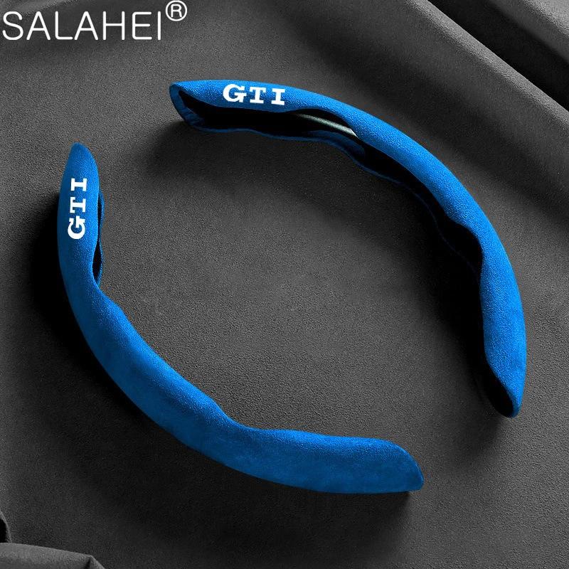 2026 New For VW VOLKSWAGEN Universal Suede Leather Car Steering Wheel Cover Auto Anti-slip Wheel Booster Cover For Golf GTI 4 5