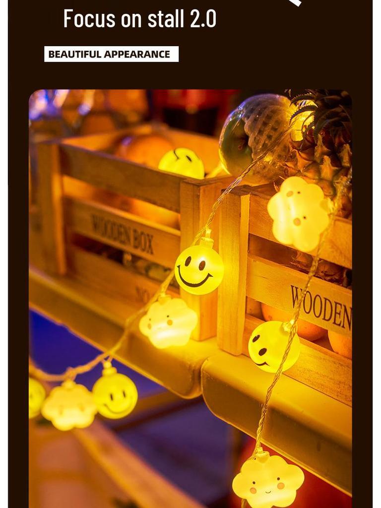 LED Creative Night Market Lights: Colorful String Illumination for Snack Stalls & Barbecue Shops, Perfect Trunk Decor.