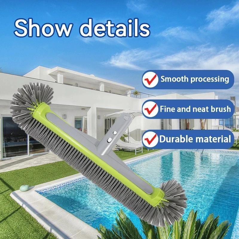 45cm Heavy Duty Aluminum Pool Brush Head With Corner Cleaning Brush Easy To Install For Pool Wall Steps Corner Cleaning Tools