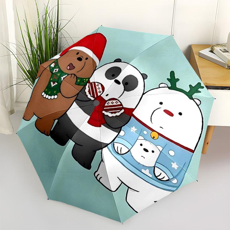 

1PC Christmas Bear Automatic Open/Close Umbrella, 8-Rib Sturdy Frame, Lightweight Portable Umbrella, Commute, Business - Ideal Gift for Friend, Vibran