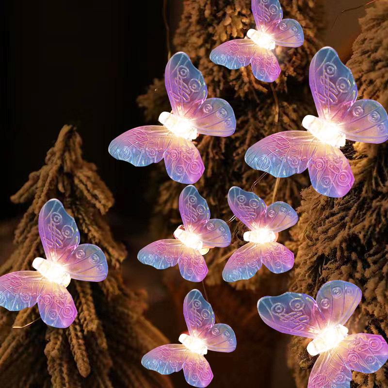 Butterfly LED Fairy String Lights - Battery-Powered Outdoor & Indoor Decorations for Weddings, Banquets, Garlands, and Curtains.