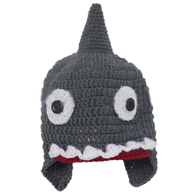 Creative Children s Photo Props Hats Handmade Knitted Woolen Hats Gray /Red S