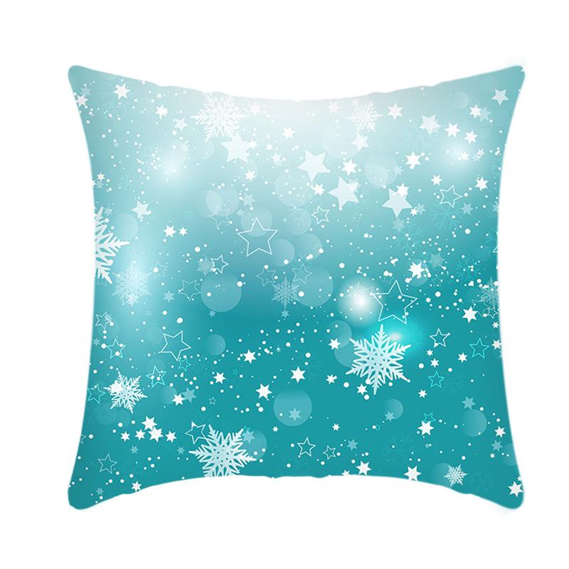 Christmas Blue Ice Snow Deer Digital Printing Short Plush Pillow Covers For Car Sofa Office Cushion Cover Home Goods 60X60Cm