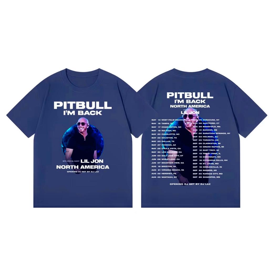 Mr.worldwide Pitbull I'm Back Tour 2026 Maglietta Moda Hip Hop Manica Corta T-shirt Uomo Donna Estate Moda Maglietta Trendy