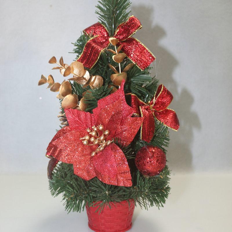 Mini Artificial Christmas Tree with Lights: 30cm/40cm Tabletop Decoration with Ornaments