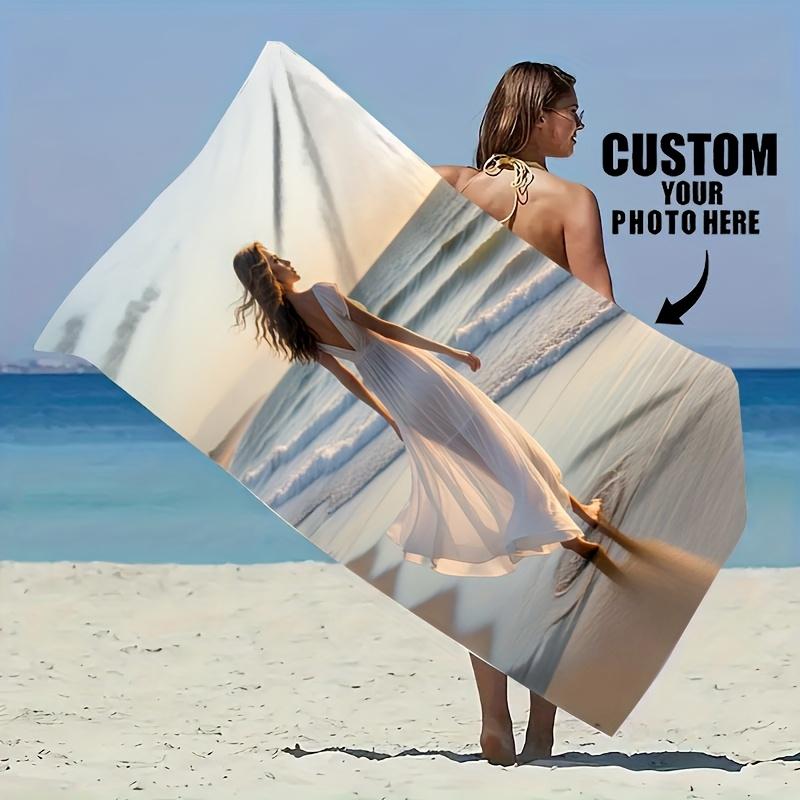 Individuelles Strandtuch mit Foto Personalisierter Fotodruck Weiches Schnelltrocknendes Großes Badetuch für Reisen Schwimmbad Heimdekoration Geschenk