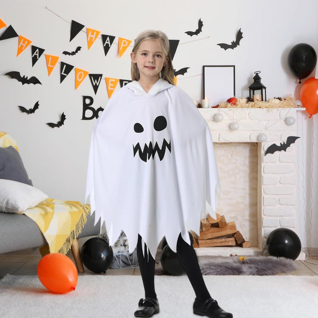 Alaiyaky Halloween Ghost Costume for Luminous Cute Devil for Boys and Parties Kids, Horror, Cloak, Poncho, White, One-Piece, Costume, Girls, Events,