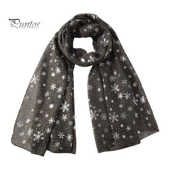 Feiertags-Accessoire Glitzernd Funkelnd Folien-Schneeflocken-Print Schal für Damen, Weihnachten Atmungsaktiv Kaltwetter-Thema Schal Wickel, Herbst Winter