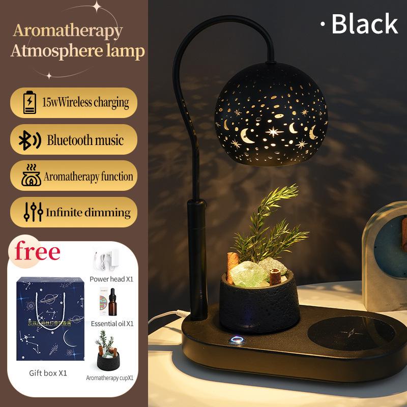 

Multi-Function LED Night Light: Wireless Charger, Bluetooth Speaker, Aromatherapy, and Desk Lamp