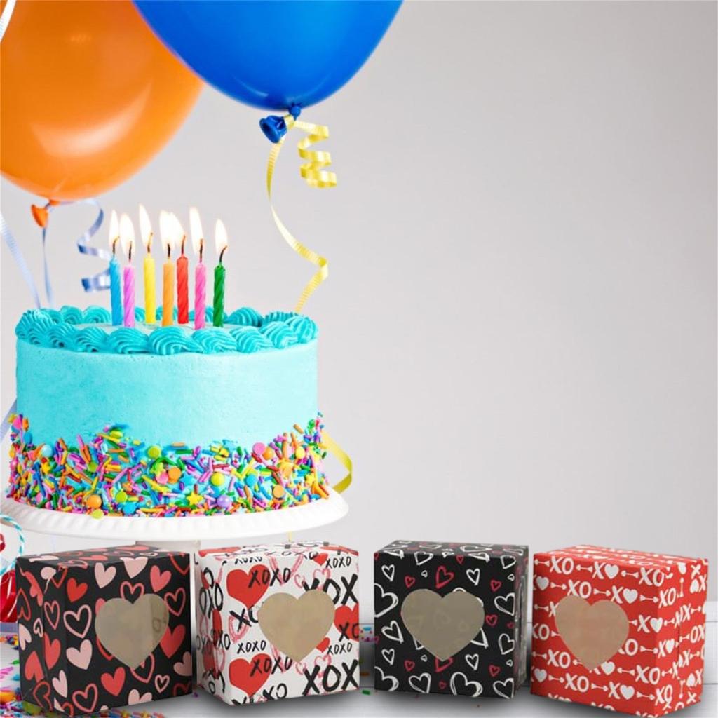 Valentine's Day Treat Box Heart Cardboard Box with Window Valentines Gift Container for Goodie Cookie Candy Party Supply